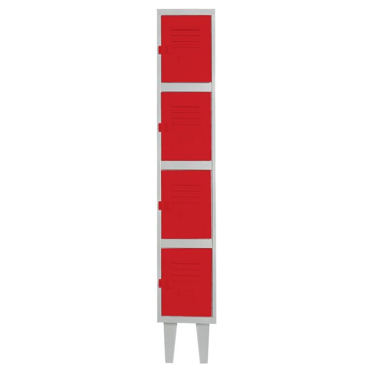Locker Alta Resistencia 1 Cuerpo 4 Puerta(s) 29x170x45 cm Rojo