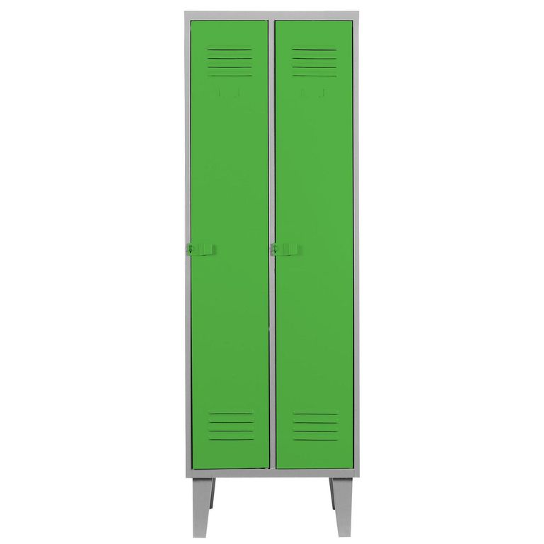Locker Alta Resistencia 2 Cuerpos 2 Puerta(s) 2 Repisa(s) 56x170x45 cm Verde