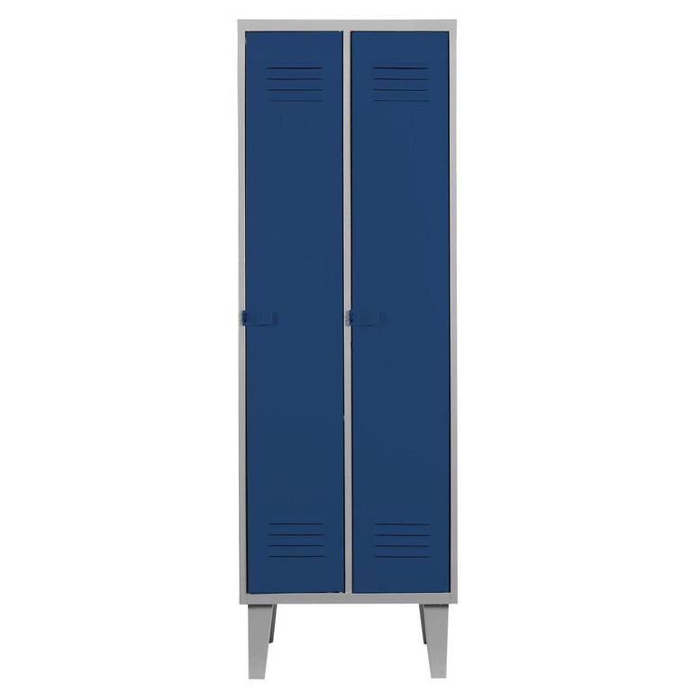 Locker Alta Resistencia 2 Cuerpos 2 Puerta(s) 2 Repisa(s) 56x170x45 cm Azul