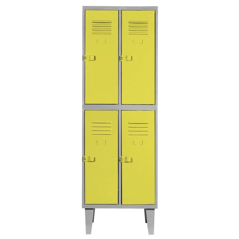 Locker Alta Resistencia 2 Cuerpos 4 Puerta(s) 56x170x45 cm Amarillo