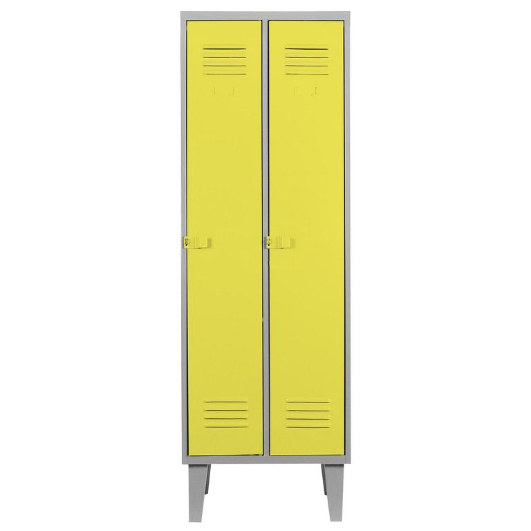 Locker Alta Resistencia 2 Cuerpos 2 Puerta(s) 2 Repisa(s) 56x170x45 cm Amarillo