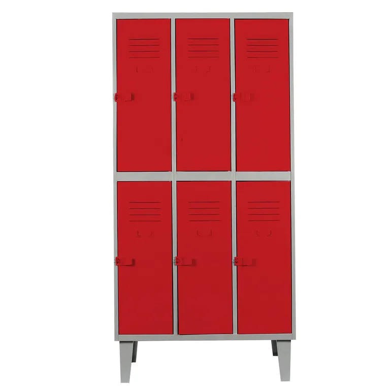 Locker Alta Resistencia 3 Cuerpos 6 Puerta(s) 83x170x45 cm Rojo