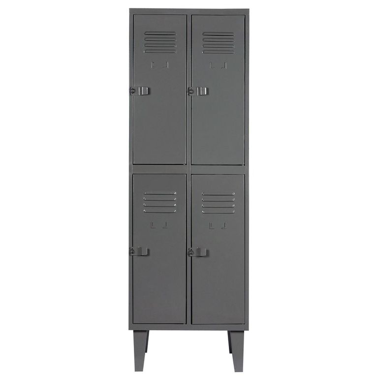 Locker Alta Resistencia 2 Cuerpos 4 Puerta(s) 56x170x45 cm Gris Eco