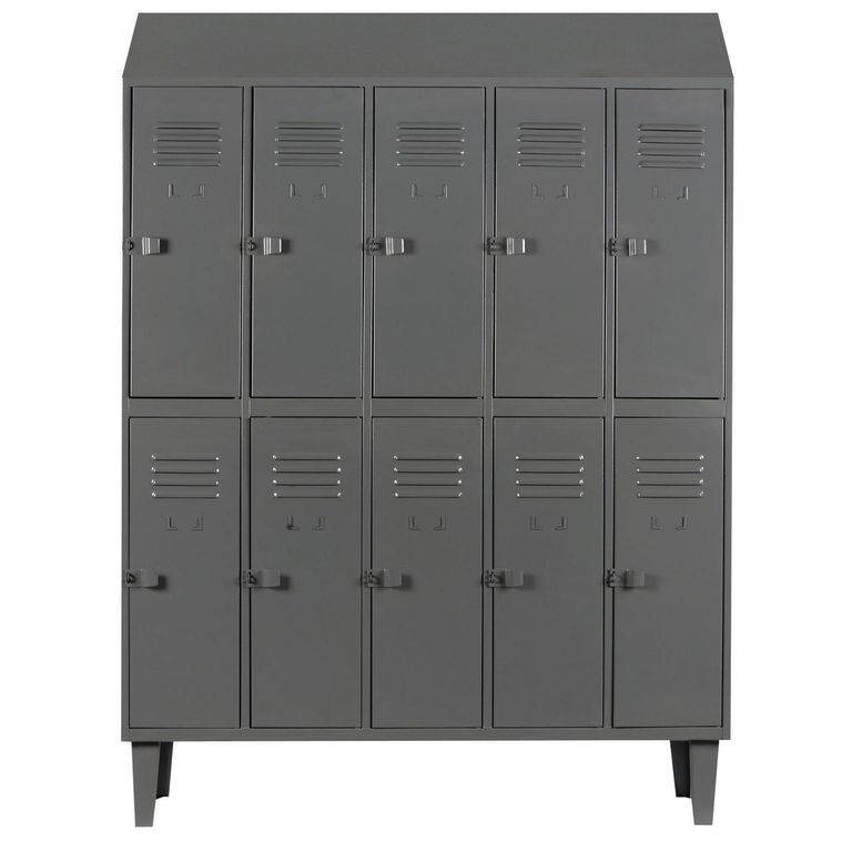 Locker Alta Resistencia 5 Cuerpos 10 Puerta(s) 137x190x45 cm Gris Eco