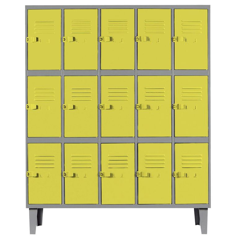 Locker Alta Resistencia 5 Cuerpos 15 Puerta(s) 137x170x45 cm Amarillo