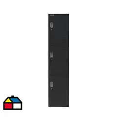 MOVILOCKERS - Locker de Oficina 1 Cuerpo 3 Puerta(s) 38x180x45 cm Negro Mate