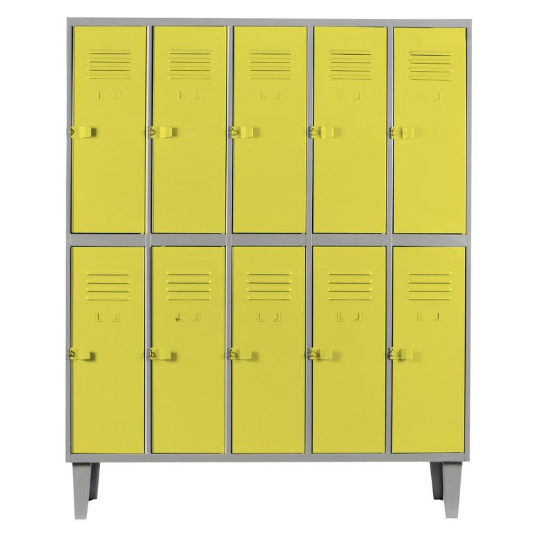Locker Ata Resistencia 5 Cuerpos 10 Puerta(s) 110x170x45 cm Amarillo