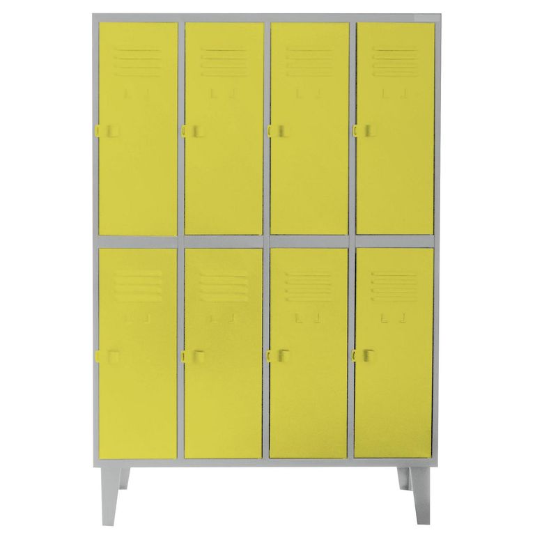 Locker Alta Resistencia 4 Cuerpos 8 Puerta(s) 110x170x45 cm Amarillo