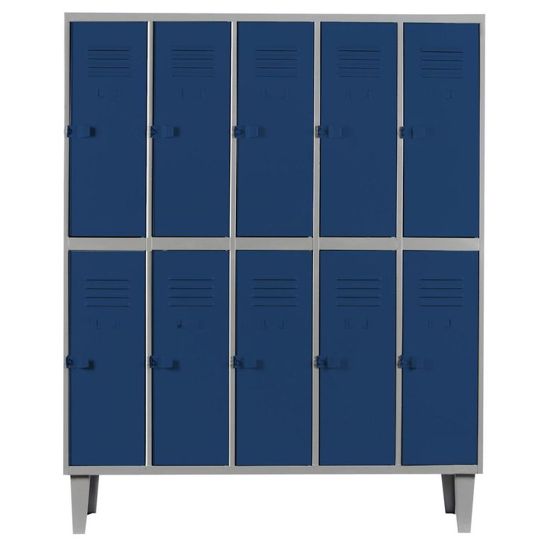 Locker Alta Resistencia 5 Cuerpos 10 Puerta(s) 137x170x45 cm Azul