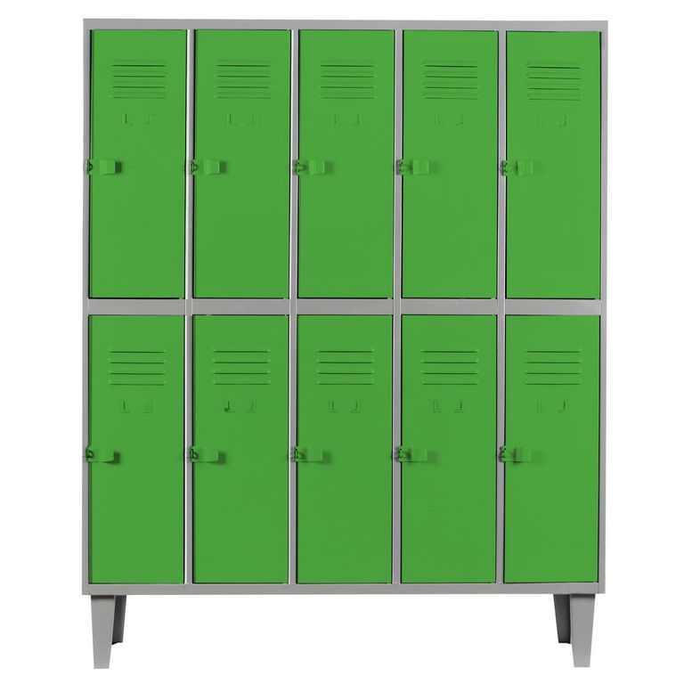 Locker Alta Resistencia 5 Cuerpos 10 Puerta(s) 137x170x45 cm Verde