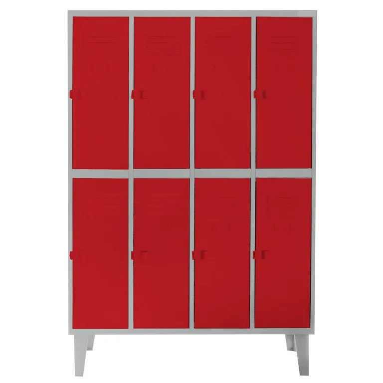 Locker Alta Resistencia 4 Cuerpos 8 Puerta(s) 110x170x45 cm Rojo