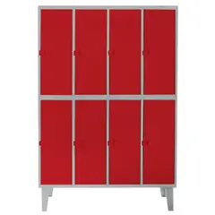 MOVILOCKERS - Locker Alta Resistencia 4 Cuerpos 8 Puerta(s) 110x170x45 cm Rojo
