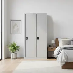 MOVILOCKERS - Clóset Doble Ensamblado 2 Puerta(s) 10 Repisa(s) 106x187x50 cm Gris Agata