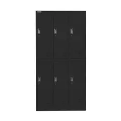 MOVILOCKERS - Locker de Oficina 3 Cuerpos 6 Puerta(s) 6 Repisa(s) 90xx40 cm Negro Mate
