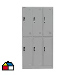 MOVILOCKERS - Locker de Oficina 3 Cuerpos 6 Puerta(s) 6 Repisa(s) 90xx40 cm Gris Agata