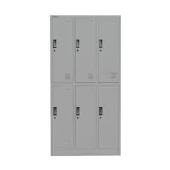 MOVILOCKERS - Locker de Oficina 3 Cuerpos 6 Puerta(s) 6 Repisa(s) 90x180x40 cm Gris Agata