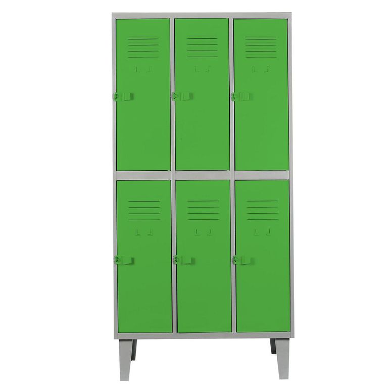 Locker Alta Resistencia 3 Cuerpos 6 Puerta(s) 83x170x45 cm Verde