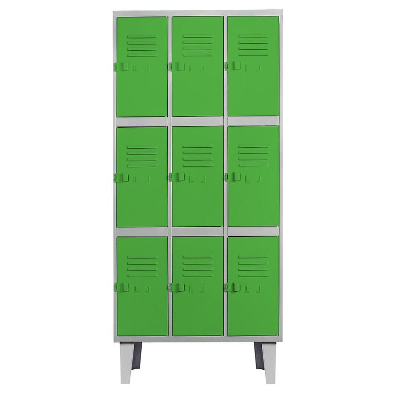 Locker Alta Resistencia 3 Cuerpos 9 Puerta(s) 83x170x45 cm Verde