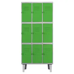 MOVILOCKERS - Locker Alta Resistencia 3 Cuerpos 9 Puerta(s) 83x170x45 cm Verde