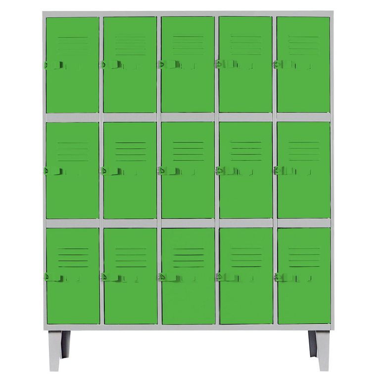 Locker Alta Resistencia 5 Cuerpos 15 Puerta(s) 137x170x45 cm Verde