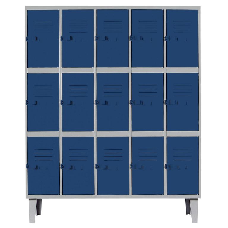 Locker Alta Resistencia 5 Cuerpos 15 Puerta(s) 137x170x45 cm Azul