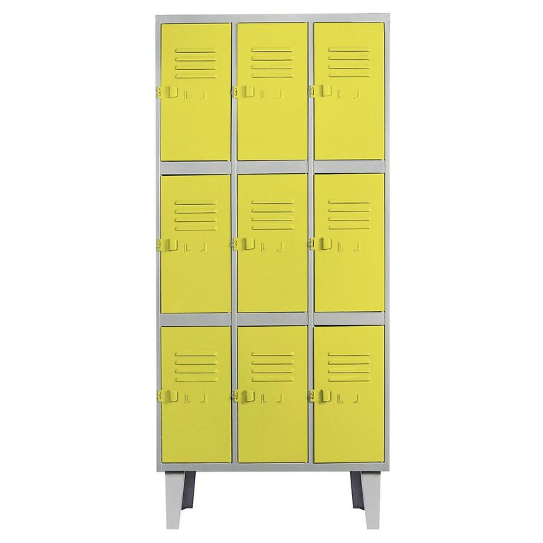 Locker Alta Resistencia 3 Cuerpos 9 Puerta(s) 83x170x45 cm Amarillo