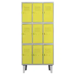 MOVILOCKERS - Locker Alta Resistencia 3 Cuerpos 9 Puerta(s) 83x170x45 cm Amarillo