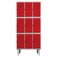 MOVILOCKERS - Locker Alta Resistencia 3 Cuerpos 9 Puerta(s) 83x170x45 cm Rojo
