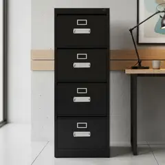 MOVILOCKERS - Kardex ensamblado 133x45x62 cm 4 cajones negro mate