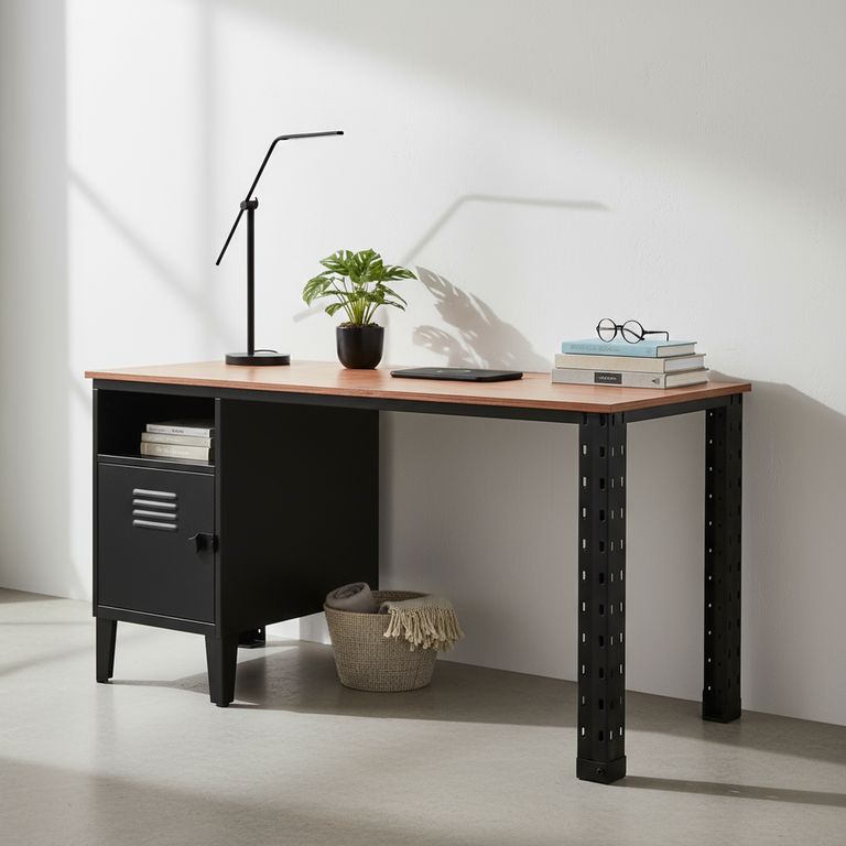 Escritorio estante 76x150x55 cm negro mate