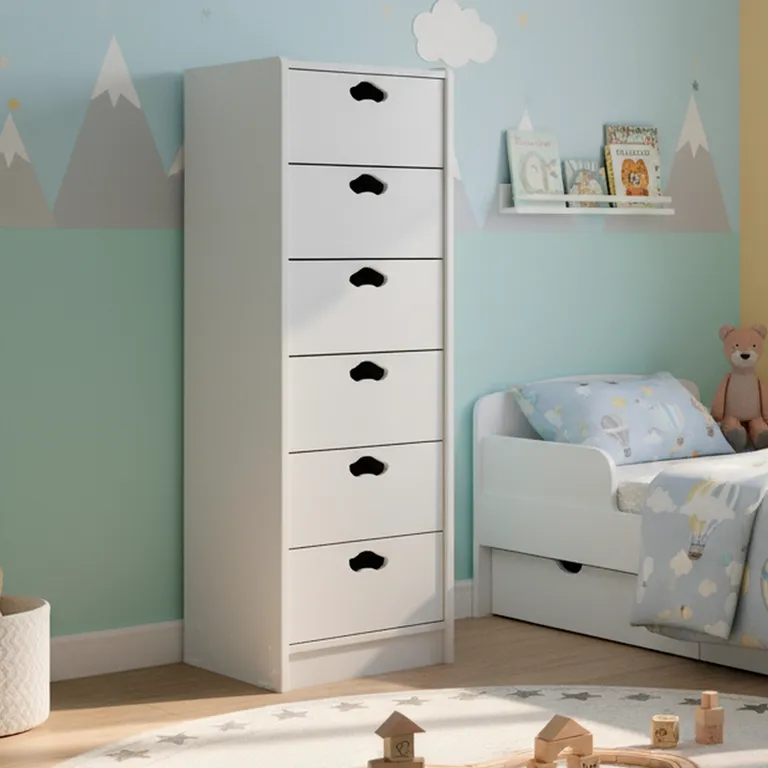 MUEBLES KIDS Cajonera 6 Cajón(es) Slim 40x135x40 cm Blanco