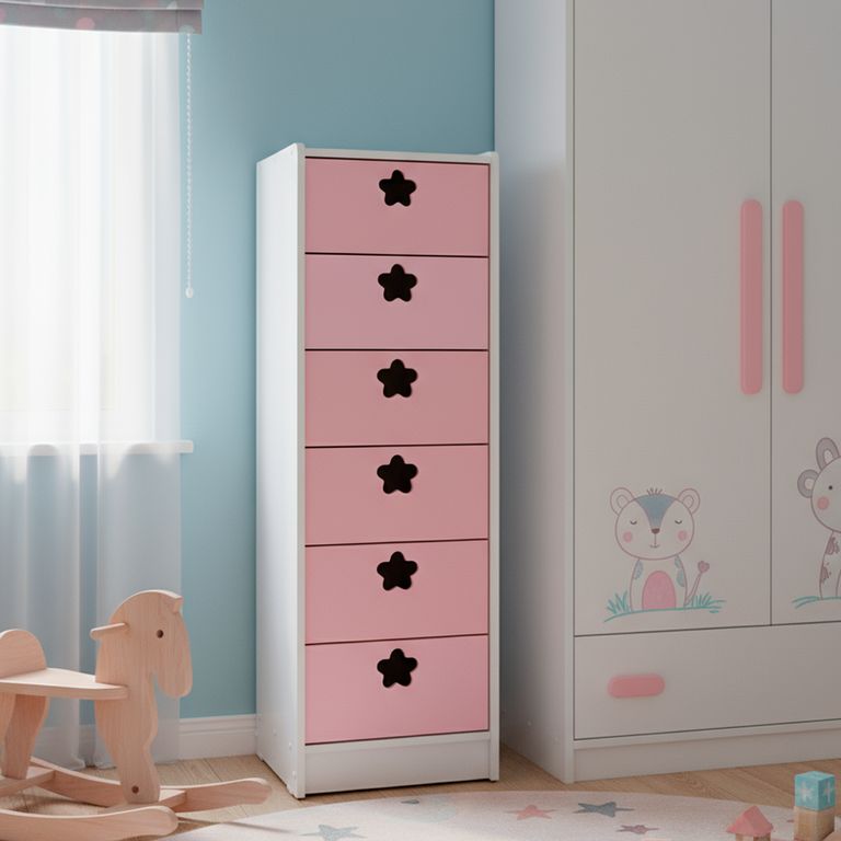 MUEBLES KIDS Cajonera 6 Cajón(es) Slim 40x135x40 cm Rosado