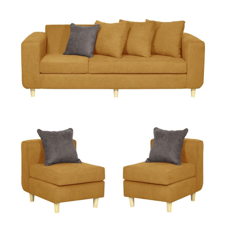 Set de Sofás Eagle 3 Cuerpos + 2 Sillones Tela