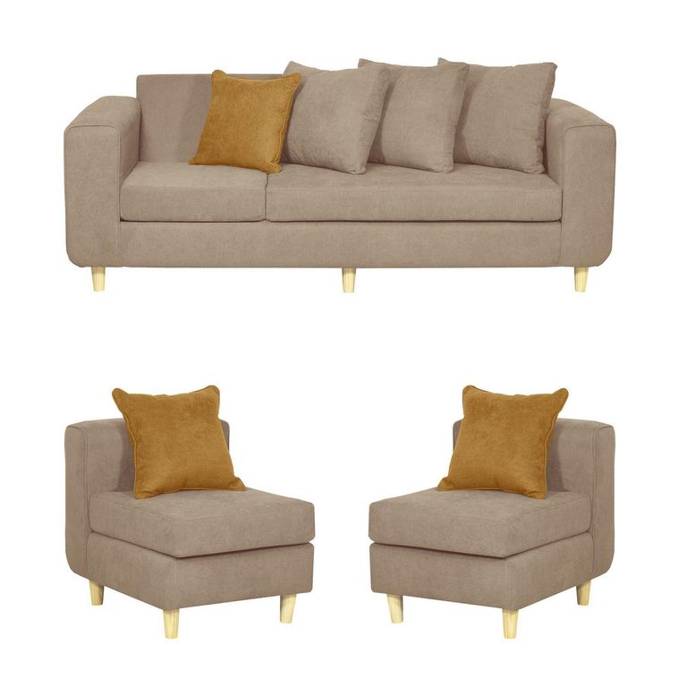 Set de Sofás Eagle 3 Cuerpos + 2 Sillones Tela