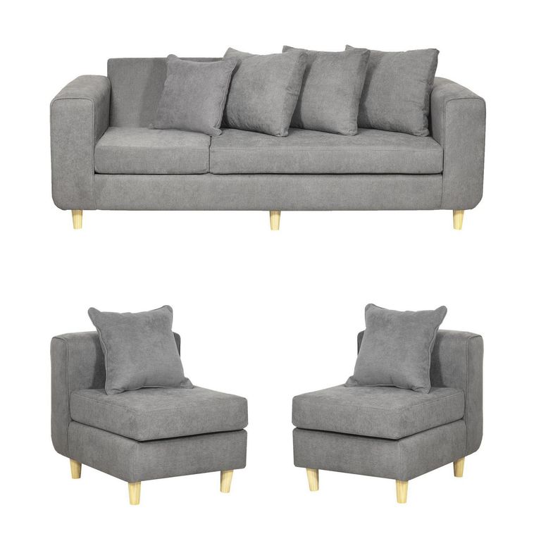 Set de Sofás Eagle 3 Cuerpos + 2 Sillones Tela