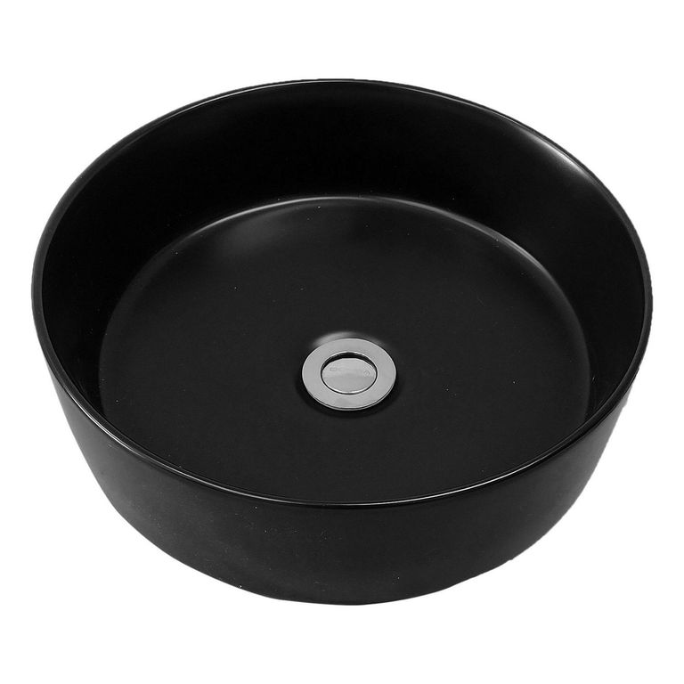 Lavamanos Sobrepuesto Forma Redonda Loza 36x13x36 cm Negro