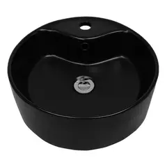 DOMSA - Lavamanos Sobrepuesto con Forma Redonda Loza 40x13x40 cm Negro