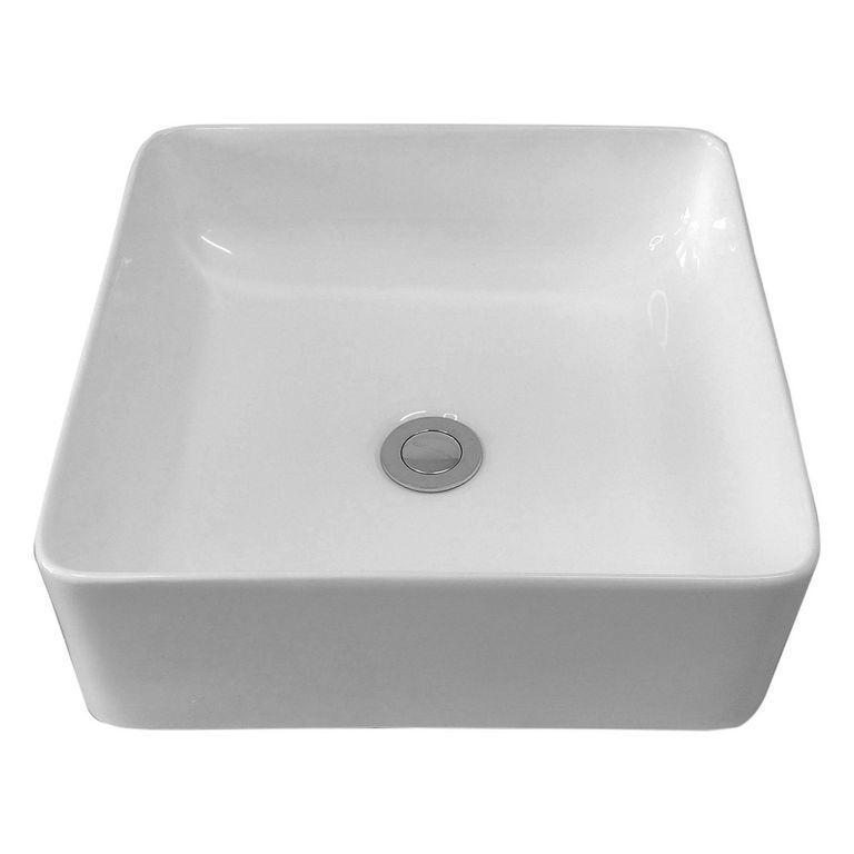 Lavamanos Sobrepuesto Forma Cuadrada Loza 37x13x37 cm Blanco