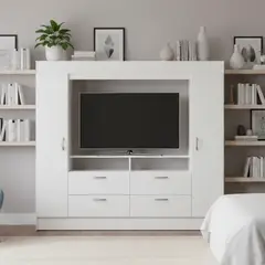 CIC - Clóset Baker Tv 55" 2 Puerta(s) 4 Cajón(es) 4 Repisa(s) 200x178.5x46.5 cm Blanco