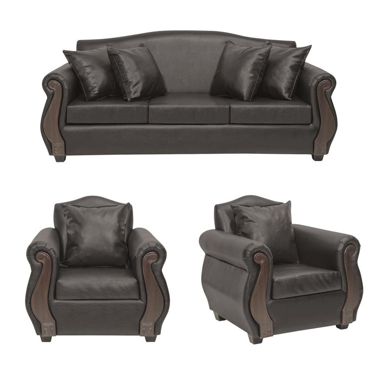 Set de Sofás New Bugambilia 3 Cuerpos + 2 Sillones Cuero Sintético