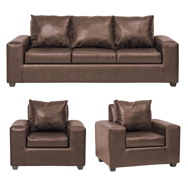 Set de Sofás Kahlo 3 Cuerpos + 2 Sillones Cuero Sintético