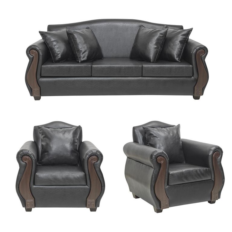 Living 3 cuerpos New Bugambilia 210x93x83 cm Negro