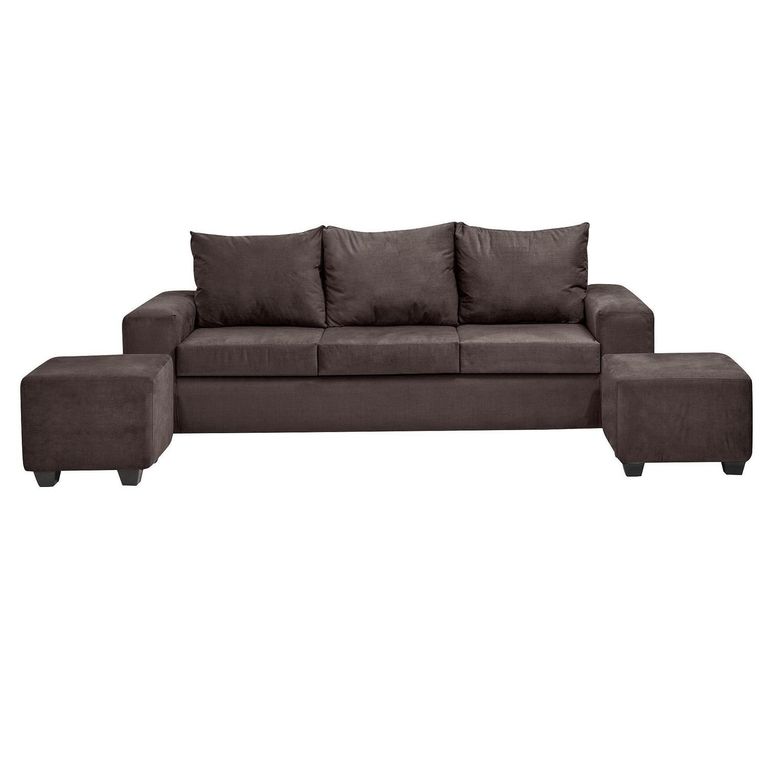Set de Sofás Kahlo 3 Cuerpos + 2 Pouf Felpa