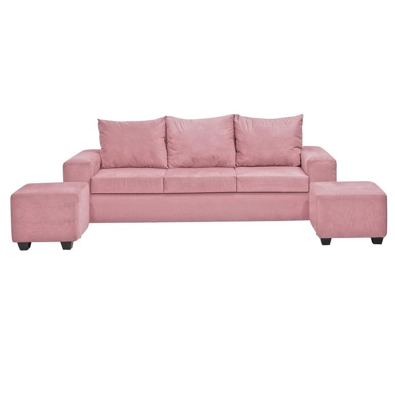 Set de Sofás Kahlo 3 Cuerpos + 2 Pouf Felpa