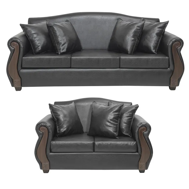 Set de Sofás New Bugambilia 3 y 2 Cuerpos Cuero Sintético