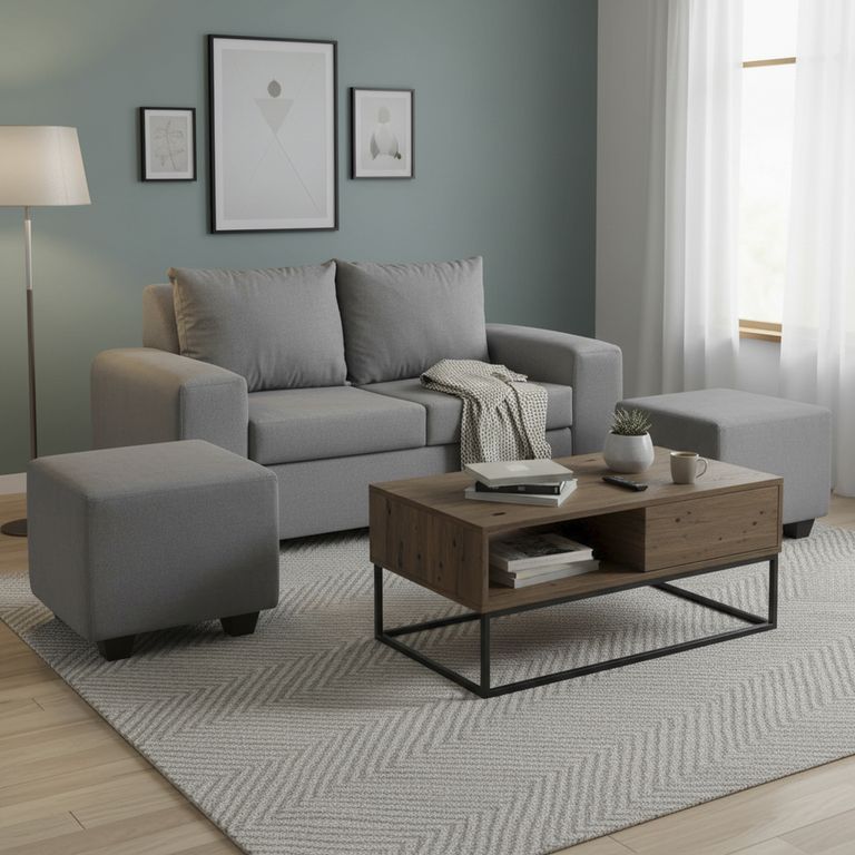 INTERMUEBLES Living 4 cuerpos Kahlo 167x86x80 cm Gris