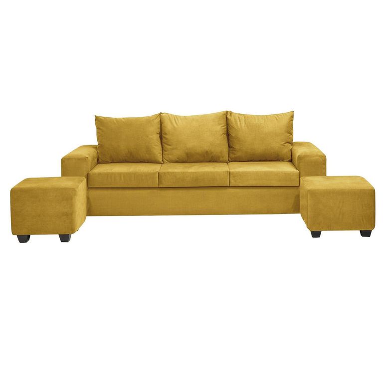 Set de Sofás Kahlo 3 Cuerpos + 2 Pouf Felpa