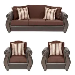 INTERMUEBLES - Living 3 cuerpos New Bugambilia 210x93x83 cm Café