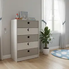 MUEBLES KIDS - Cajonera 5 Cajón 60x115x40 cm Blanco Gris