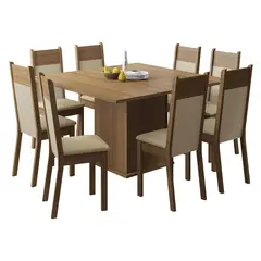 VEKKAHOME - Juego de Comedor Clarice 8 Sillas Mesa Cuadrada 136x77x136 cm Café